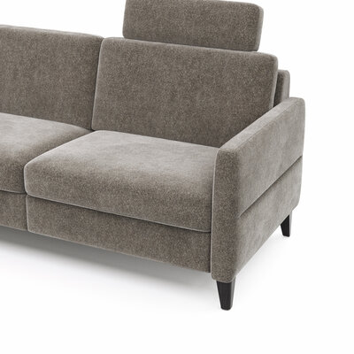 Ecksofa Arima N - Longchair mit 2,5-Sitzer rechts inkl. Relaxfunktion und Kopfstütze motorisch, Stoff, Mocca