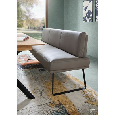 Bank Valloni Plus - B ca. 221 cm, mit Rückenlehne, Leder, Grau
