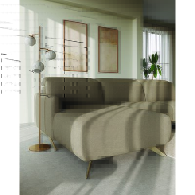 Ecksofa Arona - Longchair mit 2-Sitzer rechts inkl. Relaxfunktion und Kopfteil verstellbar motorisch, Stoff, Grau