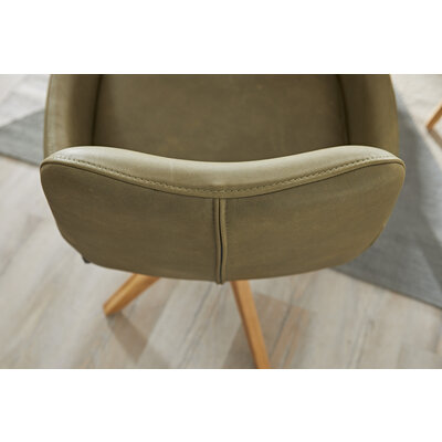 Armlehnstuhl Macano - drehbar, Leder, Olive