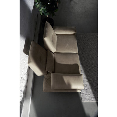 Sofa Lucero - 2,5-Sitzer inkl. Drehsitze und Armlehne/Rückenlehne und Sitztiefe verstellbar, Leder, Taupe
