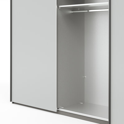 Schwebetürenschrank Marbella - B ca. 300 cm, Glas, Weiß