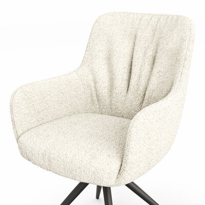 Armlehnstuhl Mis Legere - Boucle, Creme, Stativ, Anthrazit