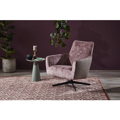 Drehsessel Matina - Größe M, Leder&Stoff, Dunkelbraun, Mauve