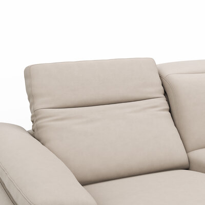 Sofa Rafaela 2.0 - 2,5-Sitzer inkl. 1x Relaxfunktion und Kopfteile verstellbar, Leder, Champagner