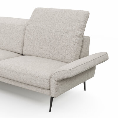 Ecksofa Estrela 2.0 - Ecke mit 2-Sitzer rechts inkl. Kopfteil/Armteil verstellbar, Stoff, Creme