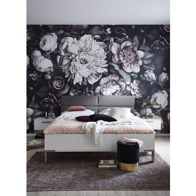 Bett Viana - Liegefläche ca. 200x200 cm, Holzwerkstoff Weiß, Kunstleder Anthrazit