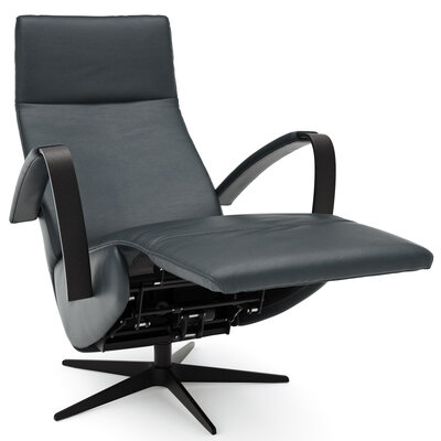 Relaxsessel Girona - Relaxfunktion (motorisch), Leder, Graphit