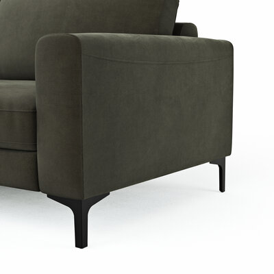 Ecksofa Oviedo - 2,5-Sitzer mit Ecke rechts, Stoff, Braungrün