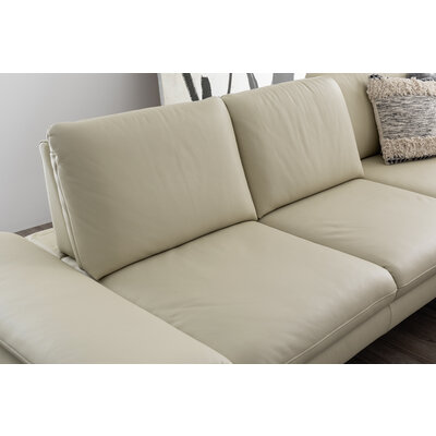 Ecksofa Collina - 2,5-Sitzer, Longchair rechts, inklusive Kopfstütze, Leder, Ecru