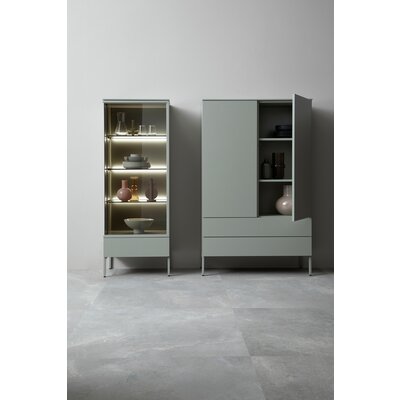 Vitrine 3900 - inklusive Beleuchtung, Lack matt, Salbei