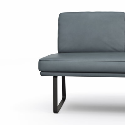 Bank Valloni - B ca. 221 cm, mit Rückenlehne, Leder Hellblau