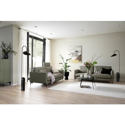 Sofa Cuneo Klassik - 2-Sitzer, Leder, Graubraun, Relaxfunktion, motorisch