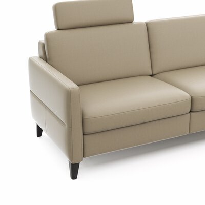 Ecksofa Arima N - 2,5-Sitzer mit Longchair rechts inkl. Relaxfunktion und Kopfstütze motorisch, Leder, Champagner