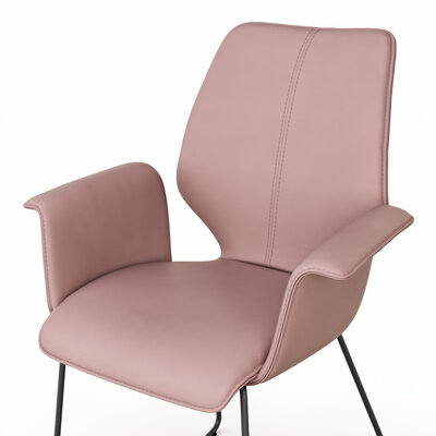 Armlehnstuhl Penthouse - Leder, Mauve, Kufen, Anthrazit