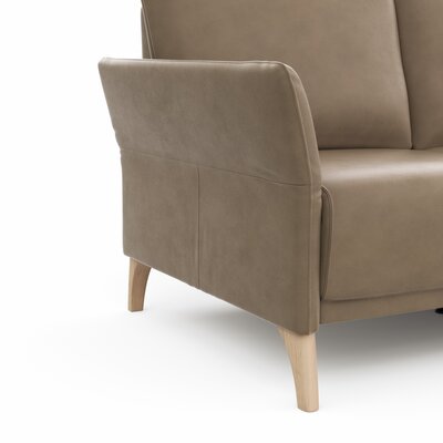 Ecksofa Rosario - 2-Sitzer mit Ecke rechts, Leder, Rauchbraun