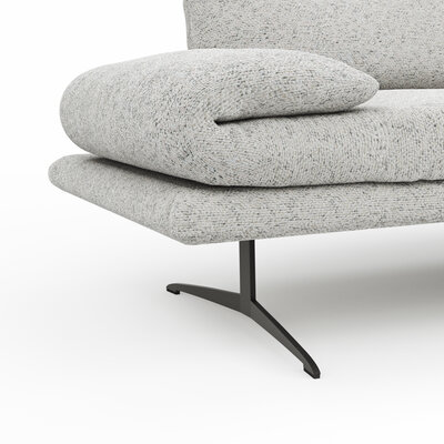 Ecksofa Lucero 2.0 - 2-Sitzer mit Longchair rechts inkl. Sitztiefenverstellung, Drehsitz und Sitztiefe verstellbar, Stoff, Offwhite