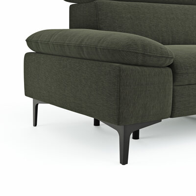 Sofa Felipa - 3-Sitzer inkl. Relaxfunktion (motorisch) und Kopfteil verstellbar, Stoff, Dunkelgrün