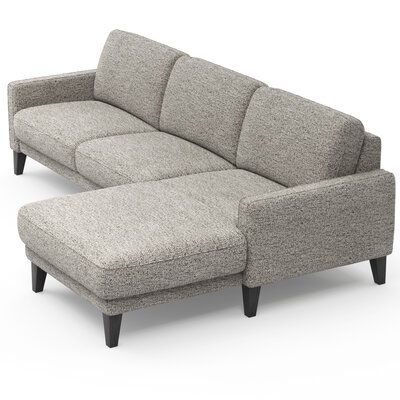 Ecksofa Matero - 2,5-Sitzer mit Longchair rechts, Stoff, Graubeige