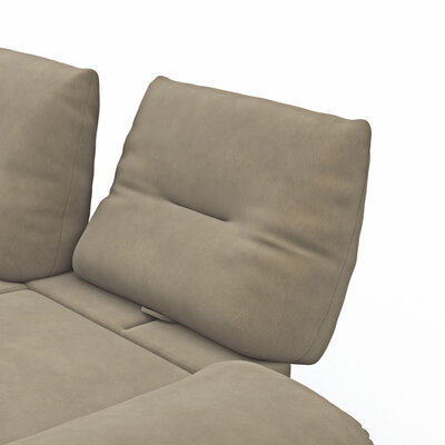 Ecksofa Lucero - Longchair mit 2-Sitzer rechts inkl. Rückenlehne/ Sitztiefe/ Armlehne verstellbar und Drehsitz, Leder, taupe
