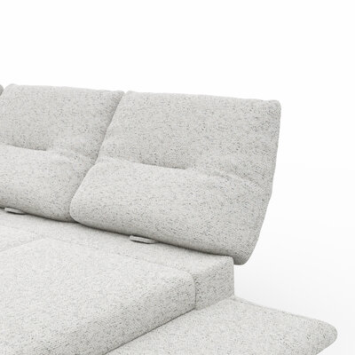Ecksofa Lucero 2.0 - Longchair mit 2-Sitzer rechts inkl. Sitztiefenverstellung, Drehsitz und Sitztiefe verstellbar, Stoff, Offwhite