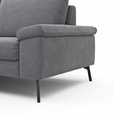 Ecksofa Enna - Recke rechts, 3-Sitzer inkl. Sitzvorzug (motorisch), Stoff, Kiesel