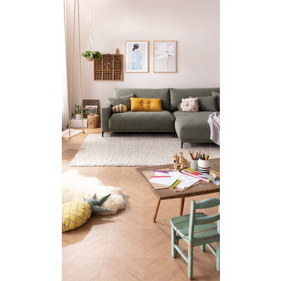 Ecksofa Solero 2.0 - Longchair groß mit 1,5-Sitzer rechts, Stoff, Olivgrün