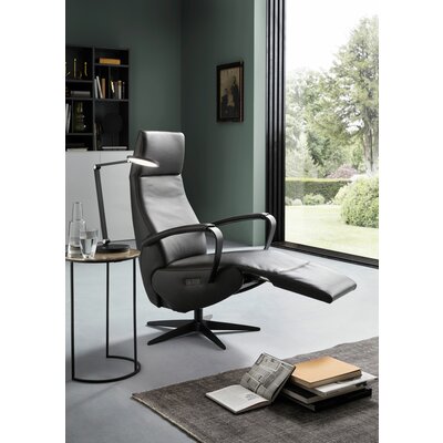 Relaxsessel Girona - Relaxfunktion (motorisch), Leder, Graphit
