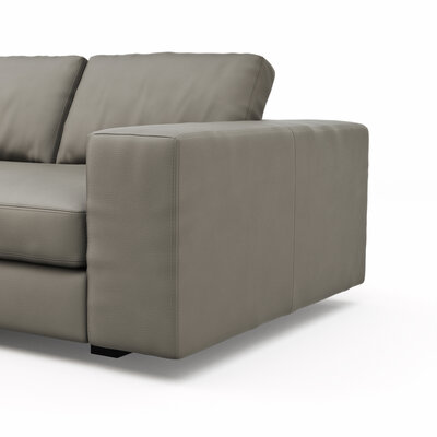 Ecksofa Aprino 1 - Longchair links mit 2,5-Sitzer, Leder, Grau