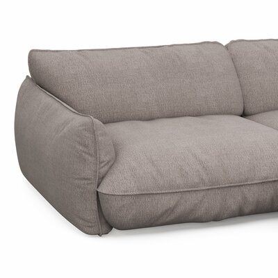 Ecksofa Fluffy - 2,5-Sitzer mit Longchair rechts inkl. Rückenlehne verstellbar, Stoff, Taupe