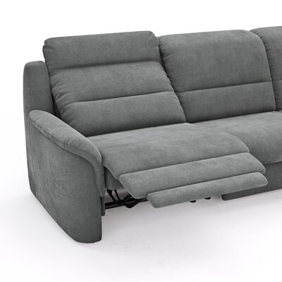 Ecksofa Cornella Plus - 2-Sitzer mit Ecke und Abschlussteil rechts inkl. Relaxfunktion (motorisch) und Kopfteilverstellung, Stoff, Anthrazit