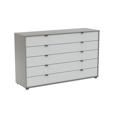 Kommode Marbella - Lack, Grau, Glas, Weiß 3026428