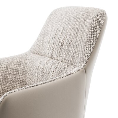 Armlehnstuhl Sagres - drehbar, Stoff & Leder, Graubeige, Creme