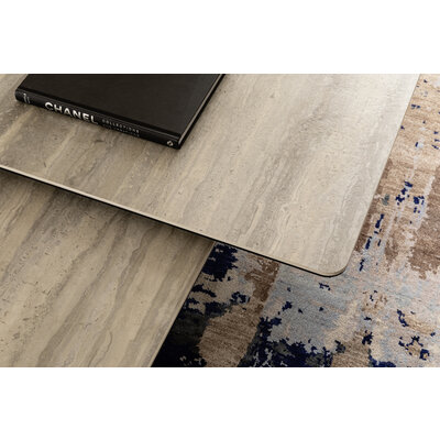 Couchtisch Cena - LB ca. 132x108 cm, Platten drehbar, Keramik, Travertin