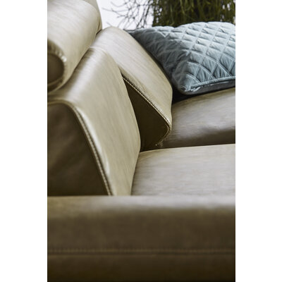 Sofa Felipa - 3-Sitzer inkl. Relaxfunktion (motorisch) und Kopfteil verstellbar, Leder, Olive