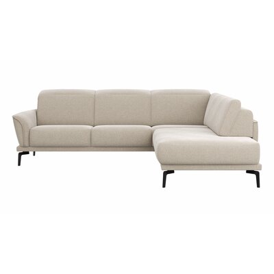 Ecksofa Amadena - 2-Sitzer mit Ecke rechts inkl. Kopfteilverstellung und Sitzvorzug, Stoff, Creme 145956