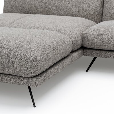 Ecksofa Valdemoro - Longchair mit 2,5-Sitzer rechts inkl. Rückenlehne verstellbar, Stoff, Grau