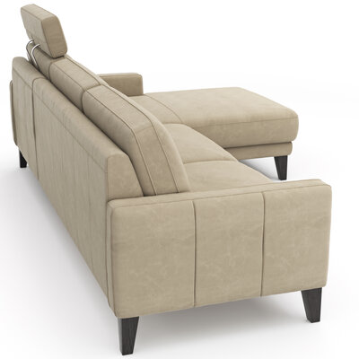 Ecksofa Matero - 2,5-Sitzer mit Longchair rechts inkl. Relaxfunktion motorisch, Leder, Taupe
