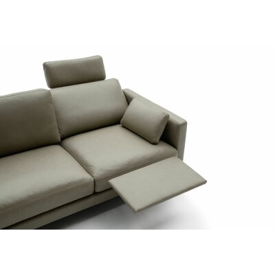 Sofa Cuneo Klassik - 2-Sitzer, Leder, Graubraun, Relaxfunktion, motorisch