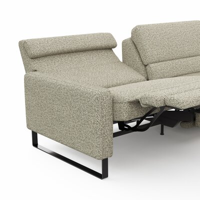 Ecksofa Valera - 3-Sitzer mit Longchair rechts inkl. Rückenlehne verstellbar und Relaxfunktion motorisch, Stoff, Limone