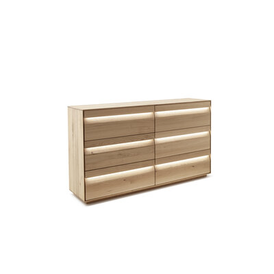 Sideboard Due Viso - inkl. Beleuchtung, BHT ca. 183x103x45 cm, Wildeiche Roheffekt, geölt 200403