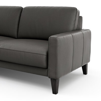 Ecksofa Matero - Longchair mit 2,5-Sitzer rechts inkl. Relaxfunktion motorisch, Leder, Anthrazit