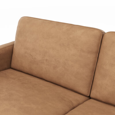 Sofa Enna - 3,5-Sitzer, Armlehne A, Leder, Cognac, Kufe, Schwarz