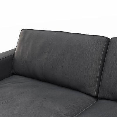 Sofa Aprino 2 - 3,5-Sitzer XL, Dickleder, Schwarz , Armlehne Block schmal