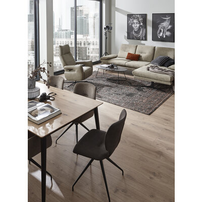 Ecksofa Lucero - 2-Sitzer mit Longchair rechts inkl. Rückenlehne/ Sitztiefe/ Armlehne verstellbar und Drehsitz, Stoff, Olivegrün