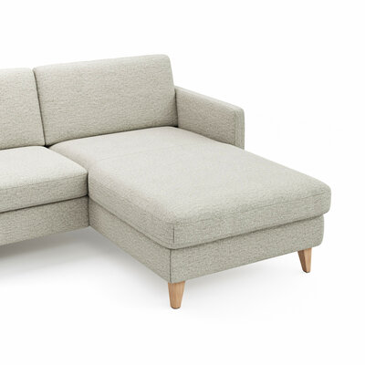 Ecksofa Arima N - 2,5-Sitzer mit Longchair rechts, Stoff, Creme