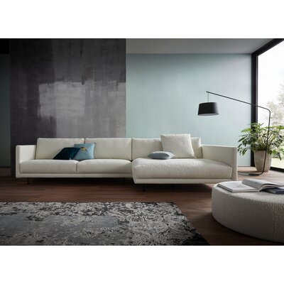 Ecksofa Cuneo Klassik - 2-Sitzer, Longchair rechts, Boucle, Creme