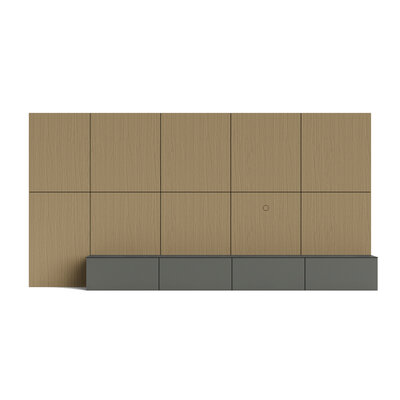 Wohnwand 3900 - B ca. 390 cm, Lack, Steingrau, Eiche, Milk 1291435625