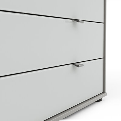 Kommode Marbella - Lack, Grau, Glas, Weiß