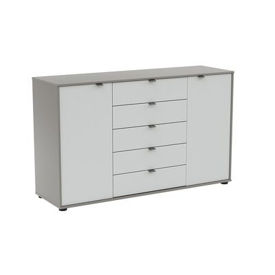 Kommode Marbella - Lack, Grau, Glas, Weiß 134989